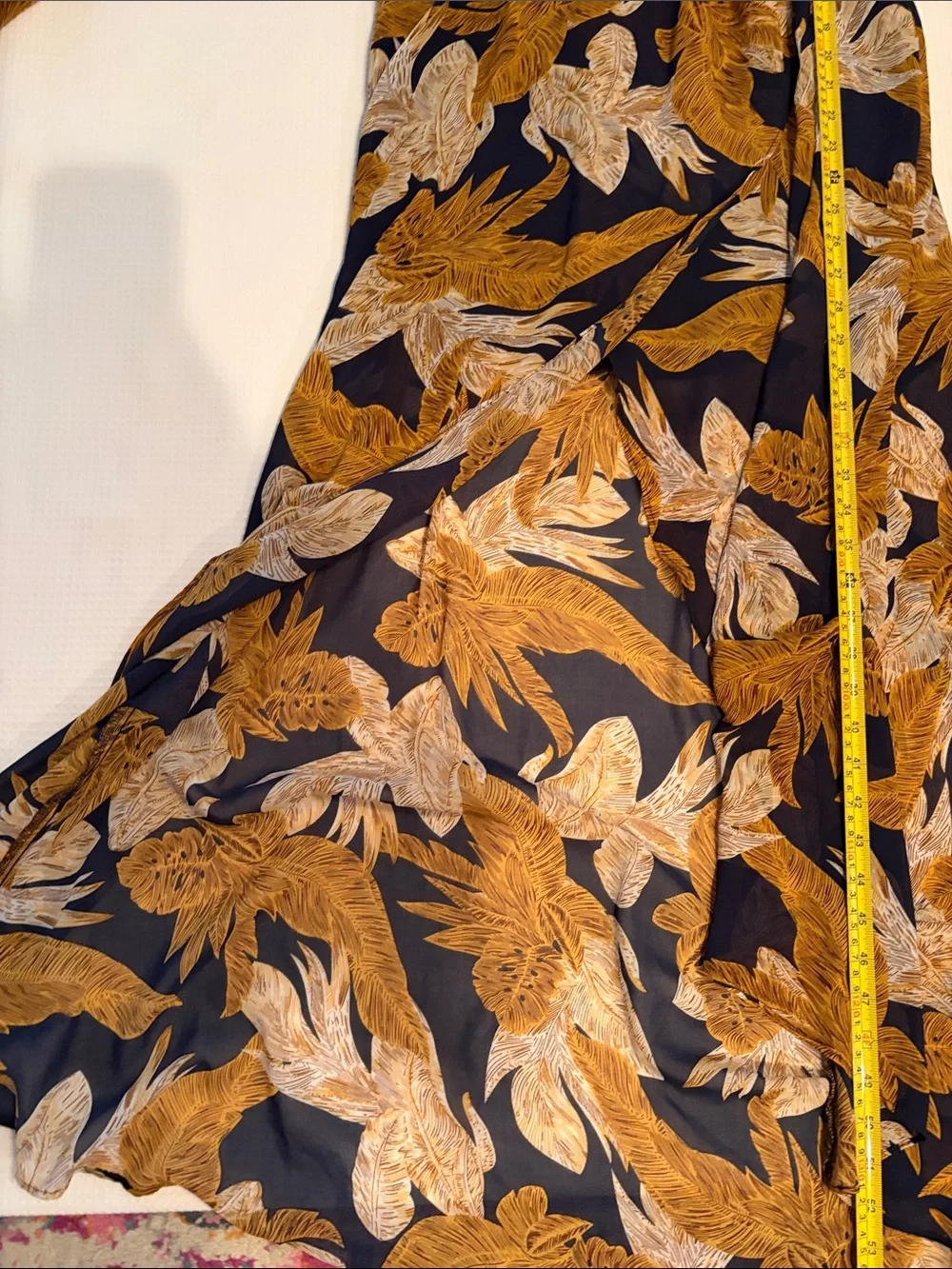 Pink Stitch Floral Print maxi dress in Mustard & Black open front size L - Picture 13 of 13